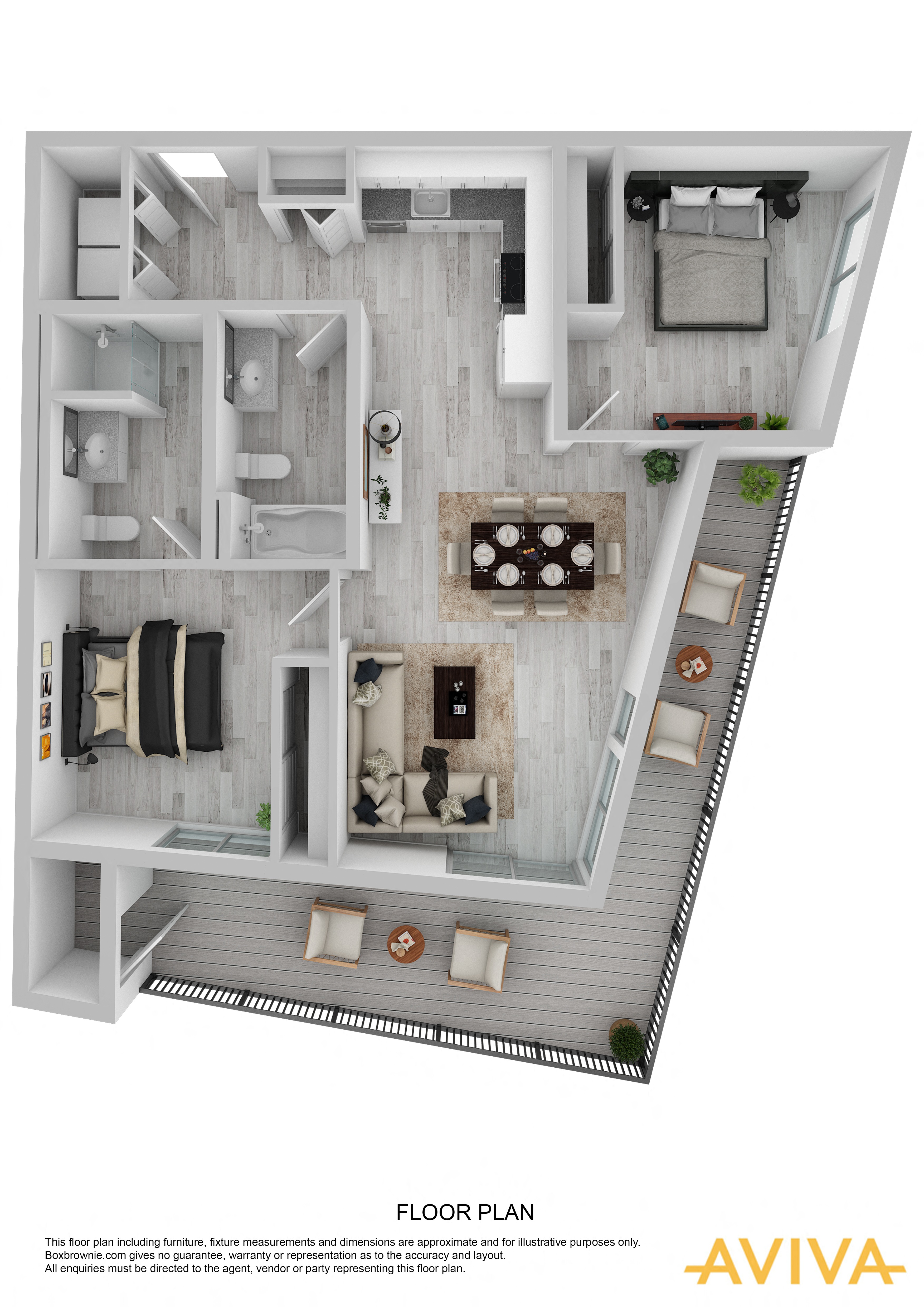 2 bedroom apartment floor plan at AVIVA Apartments